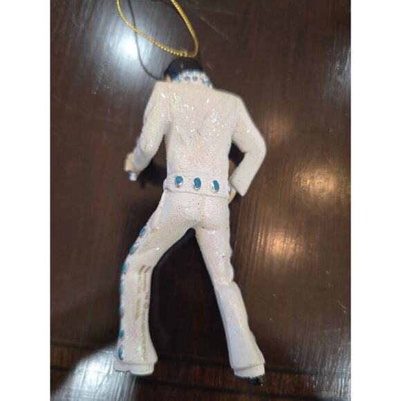 Elvis In White Suit Blue Accents Holding Microphone Ornament - Picture 5 of 7